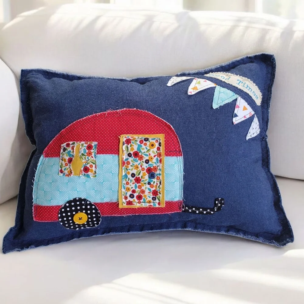 Homecrafted Colorful Camper Decorative Accent Pillow New
